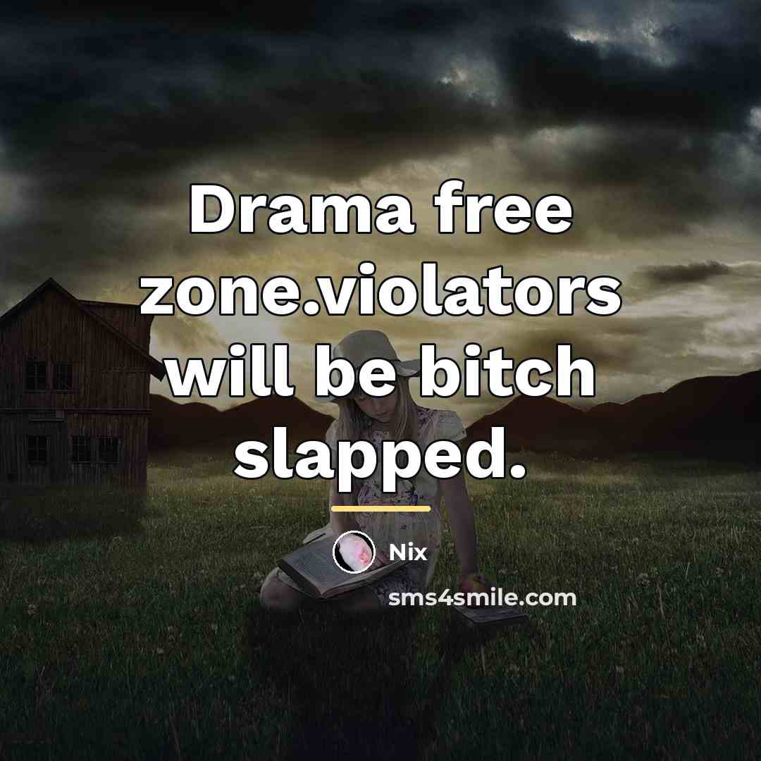“Drama free zone.violators will be bitch slapped.…” quote by Nix