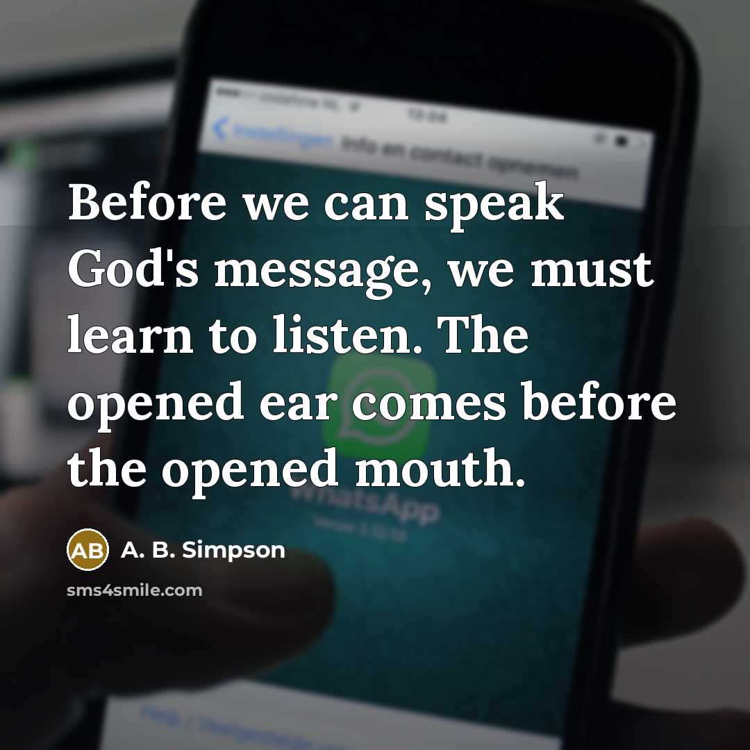“Before we can speak God's message, we must learn to…” quote by A. B. Simpson