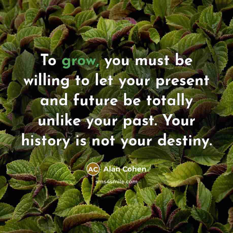 “To grow, you must be willing to let your present…” quote by Alan Cohen