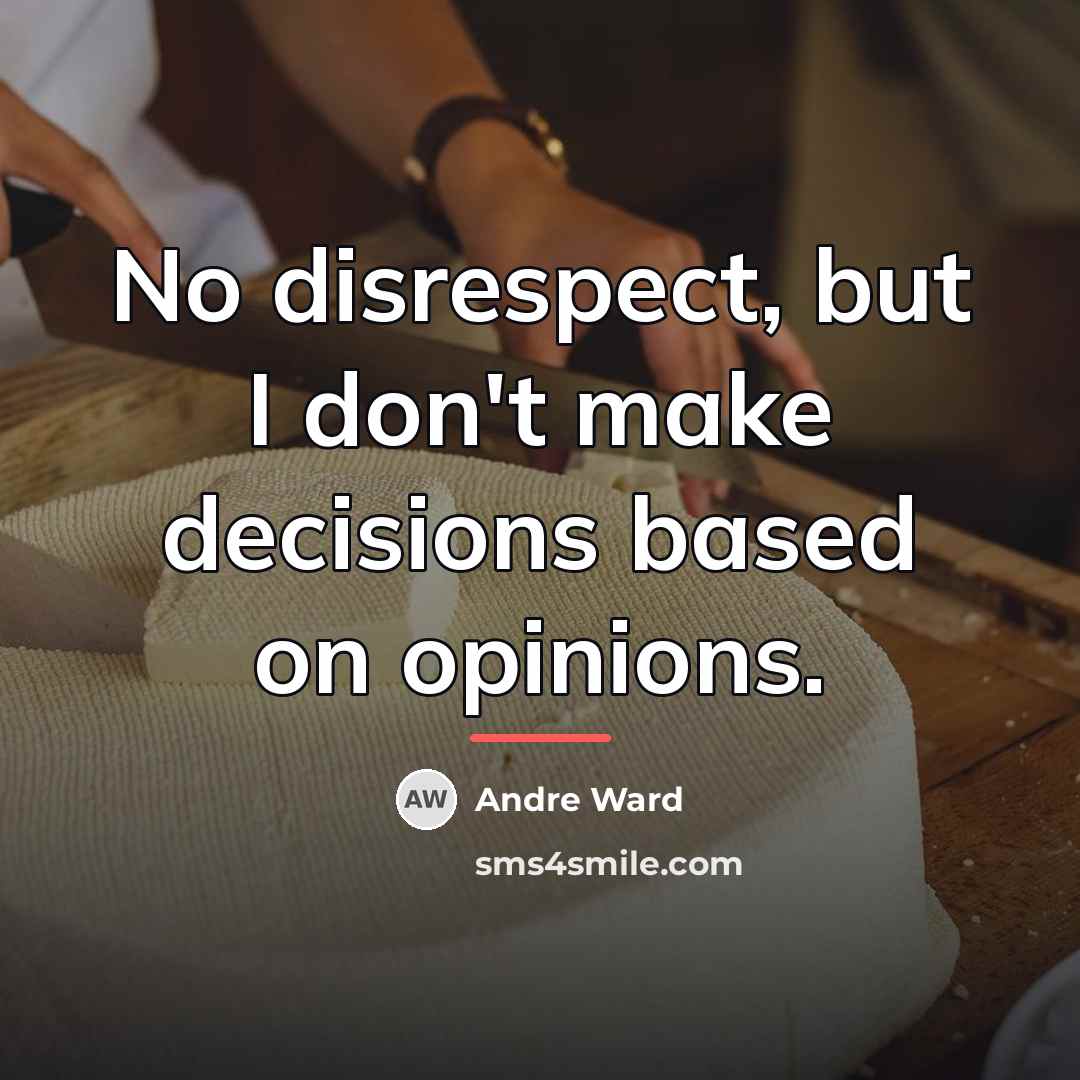 “No disrespect, but I don't make decisions based on opinions.…” quote by Andre Ward