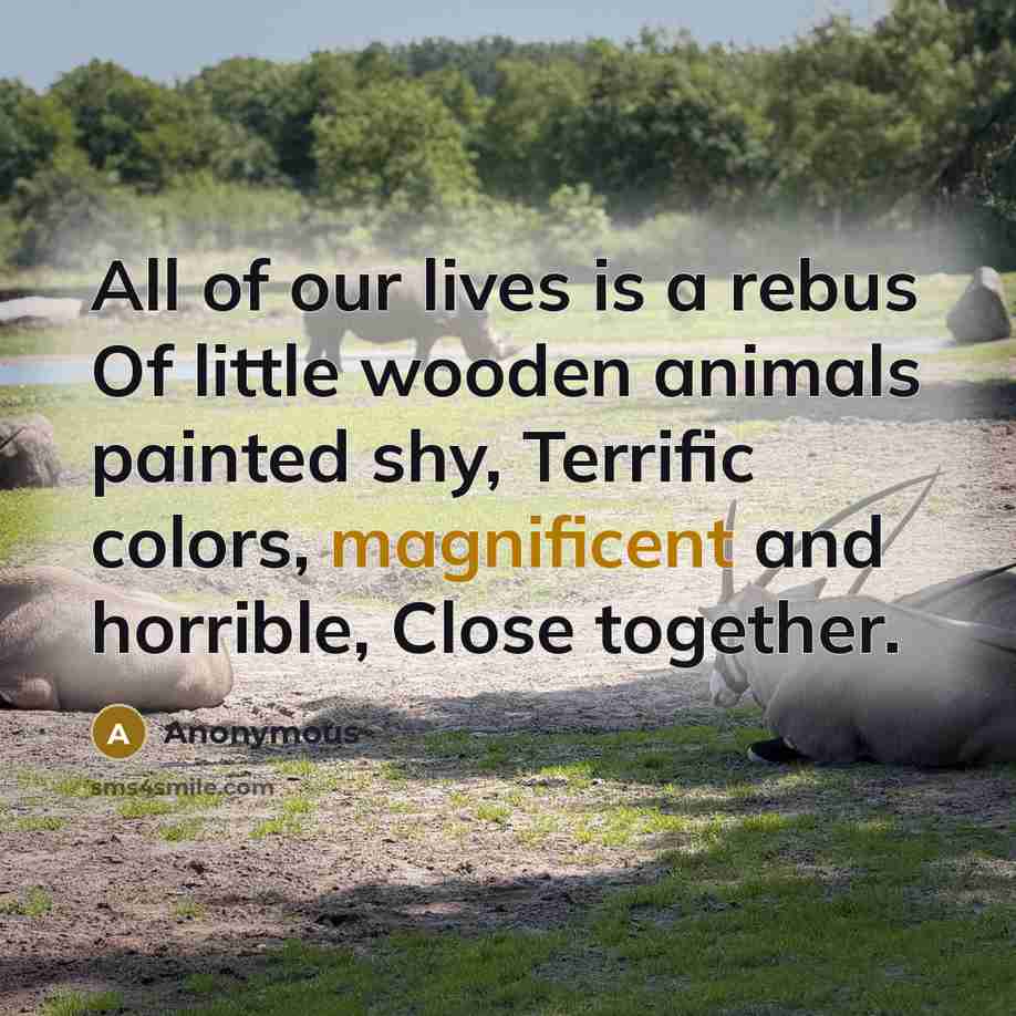“All of our lives is a rebus Of little wooden…” quote by Anonymous