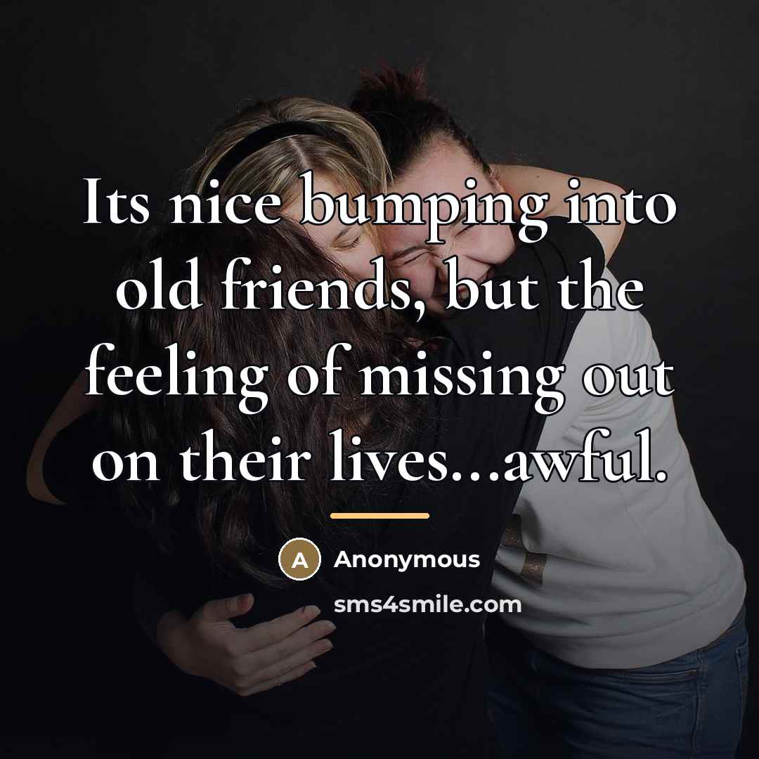 “Its nice bumping into old friends, but the feeling of…” quote by Anonymous