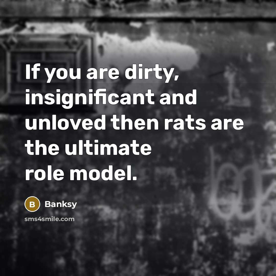 “If you are dirty, insignificant and unloved then rats are…” quote by Banksy
