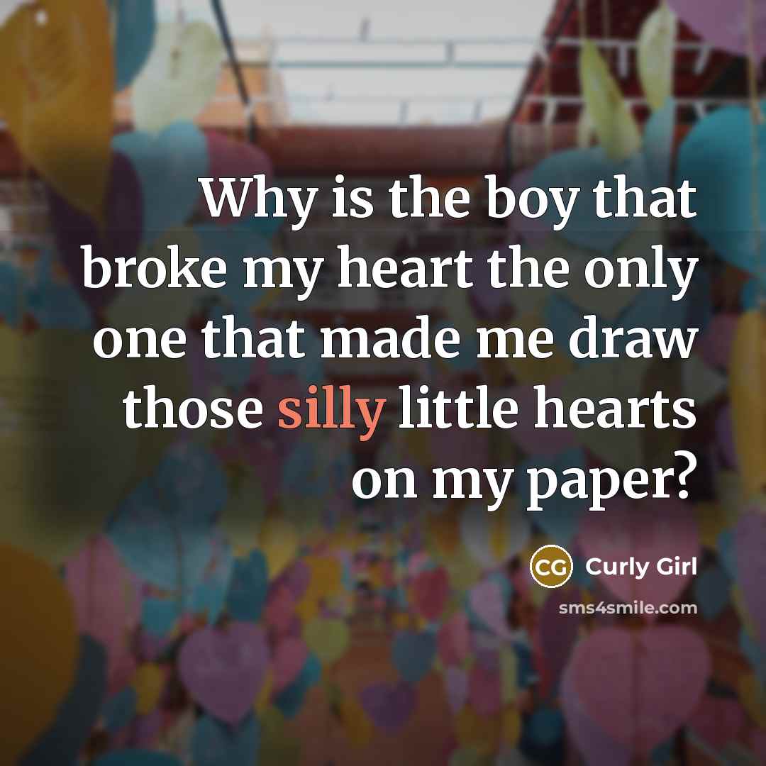 “Why is the boy that broke my heart the only…” quote by Curly Girl
