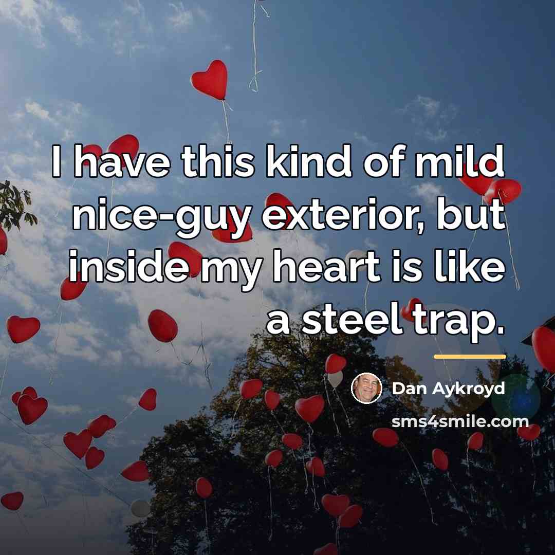“I have this kind of mild nice-guy exterior, but inside…” quote by Dan Aykroyd