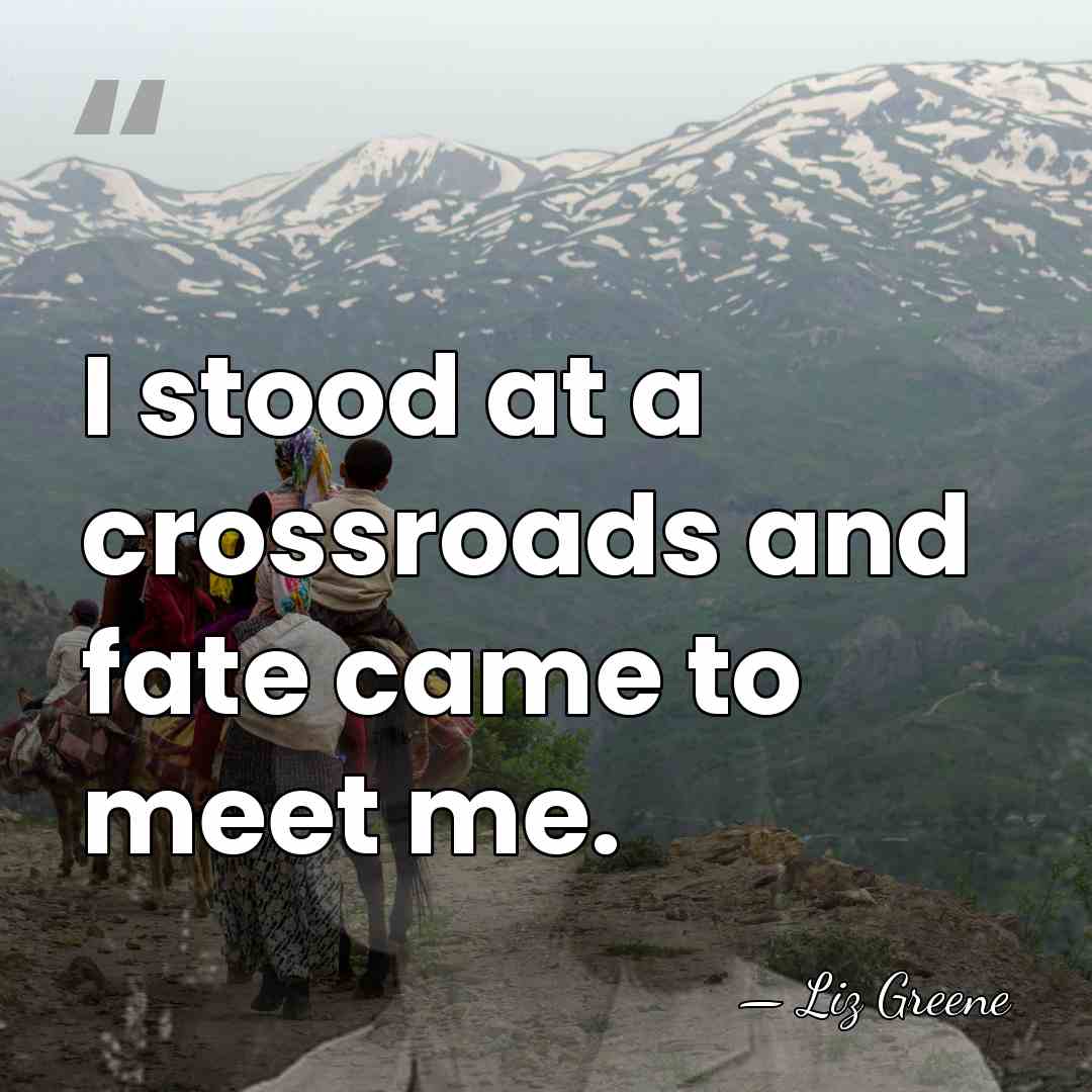 I stood at a crossroads and fate came to meet me. - Liz Greene