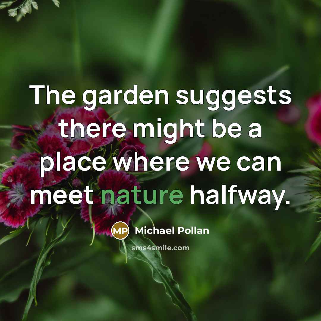 “The garden suggests there might be a place where we can meet nature halfway.” quote by Michael Pollan