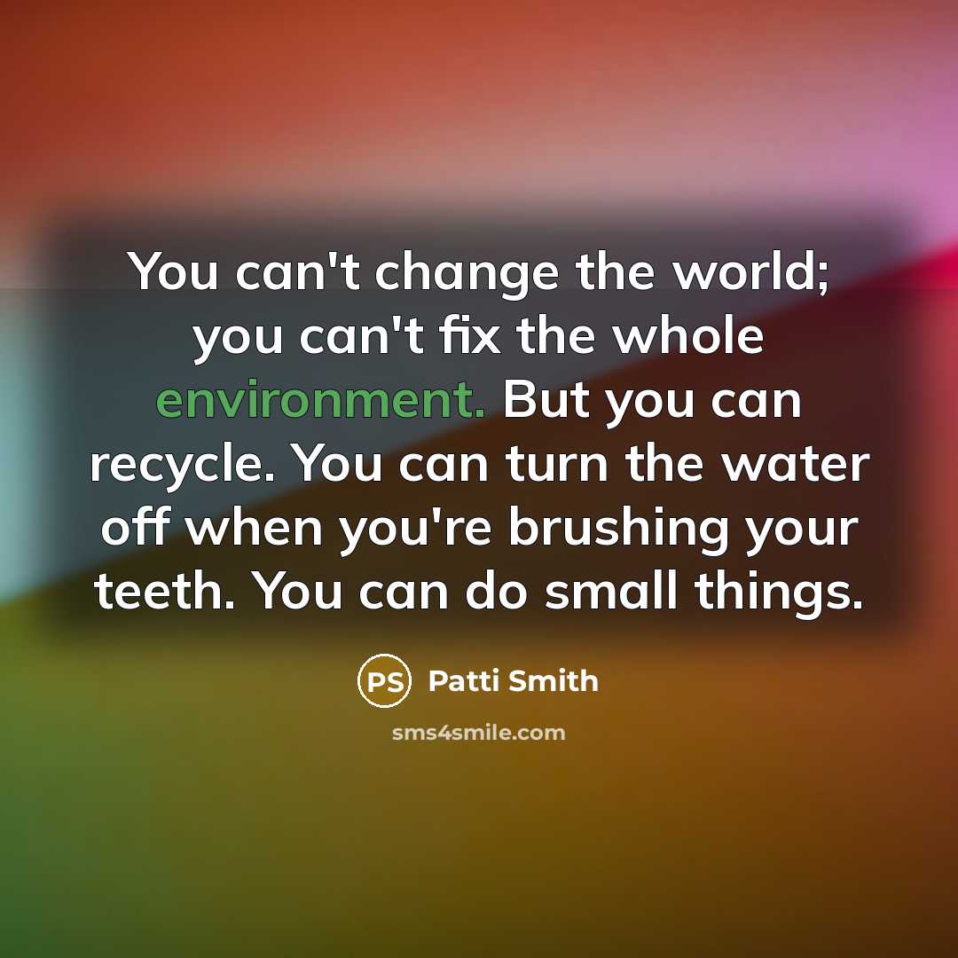 “You can't change the world; you can't fix the whole…” quote by Patti Smith