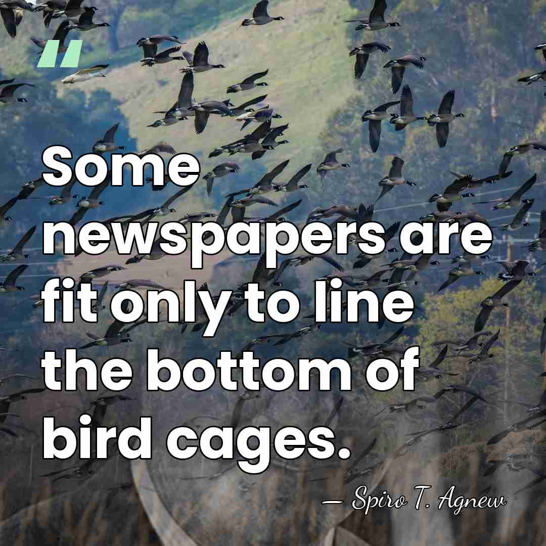 Some newspapers are fit only to line the bottom of bird cages. - Spiro T. Agnew