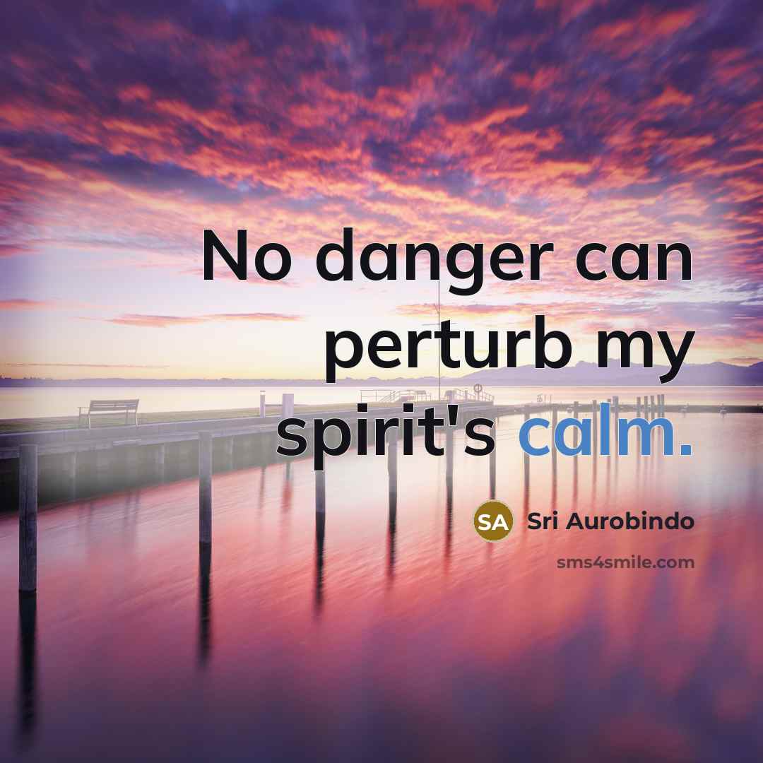 “No danger can perturb my spirit's calm.…” quote by Sri Aurobindo