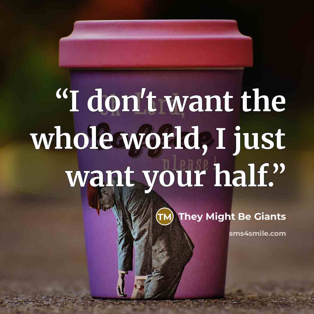 “I don't want the whole world, I just want your half.” quote by They Might Be Giants
