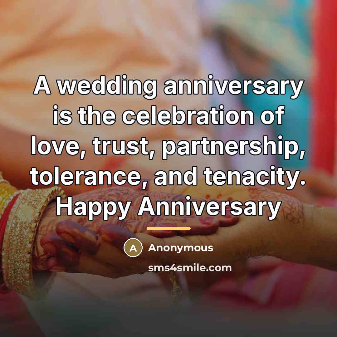“A wedding anniversary is the celebration of love, trust, partnership,…” quote by Anonymous