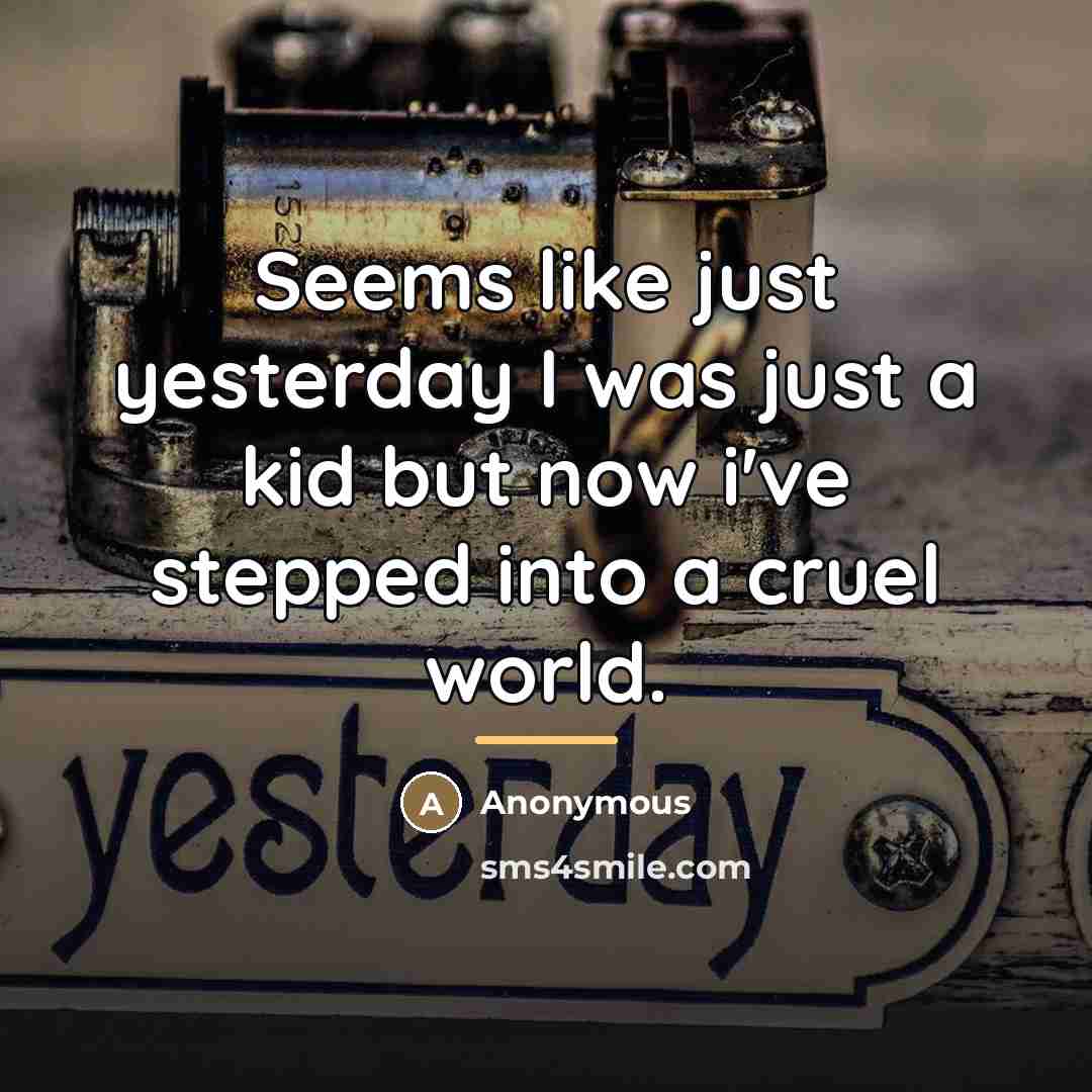 “Seems like just yesterday I was just a kid but…” quote by Anonymous