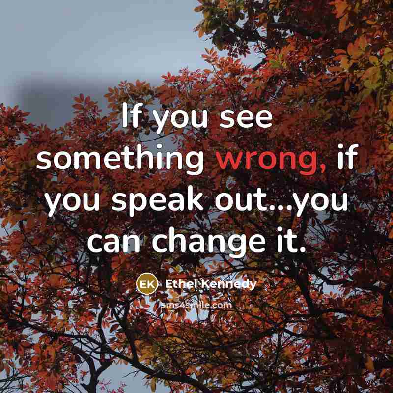 “If you see something wrong, if you speak out...you can…” quote by Ethel Kennedy