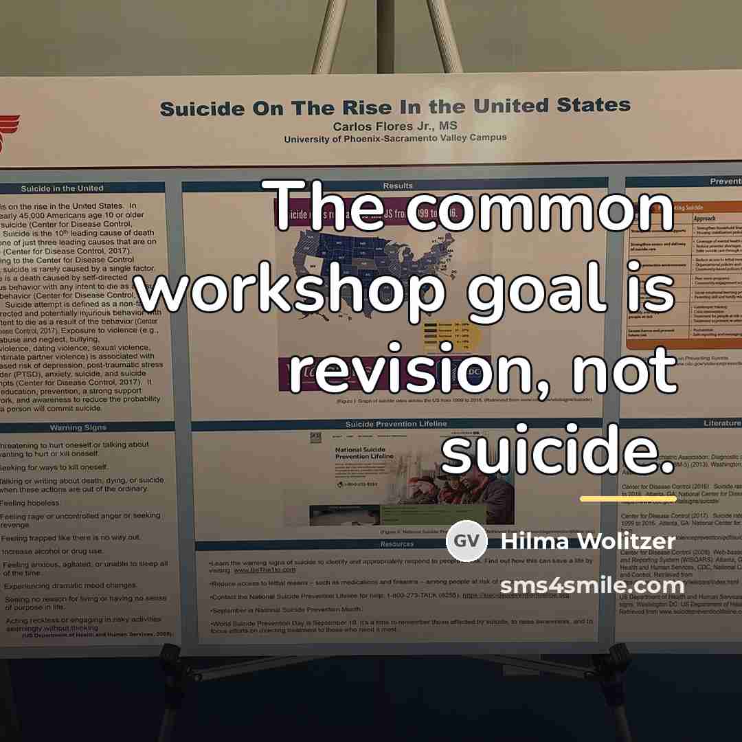 “The common workshop goal is revision, not suicide.…” quote by Hilma Wolitzer