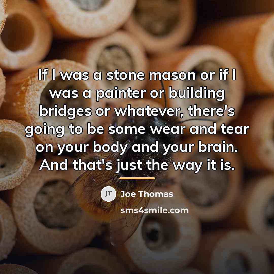 “If I was a stone mason or if I was…” quote by Joe Thomas