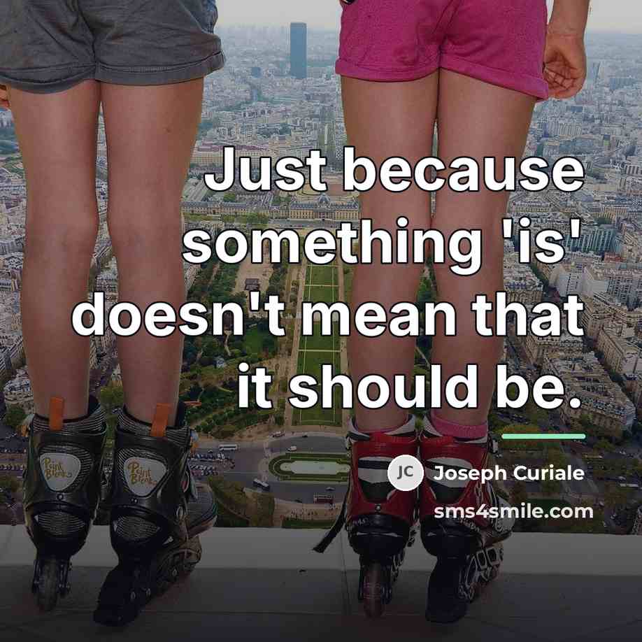 “Just because something 'is' doesn't mean that it should be.…” quote by Joseph Curiale