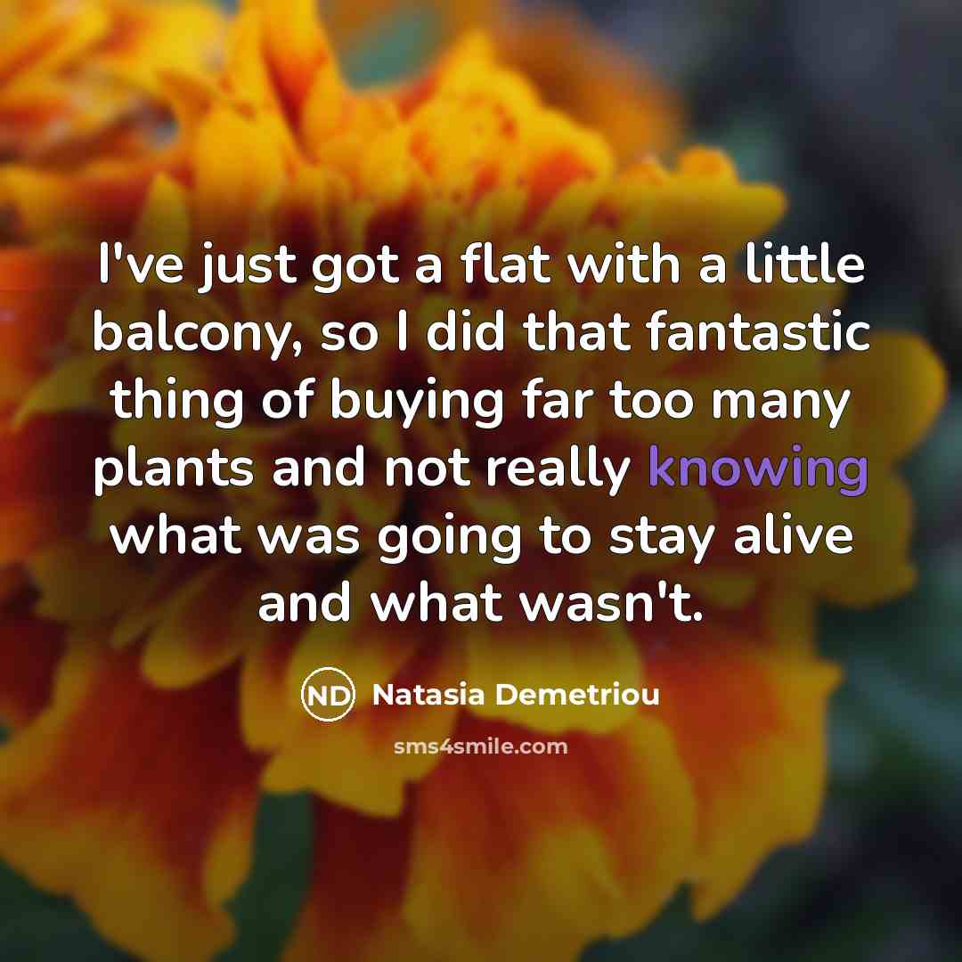 “I've just got a flat with a little balcony, so…” quote by Natasia Demetriou