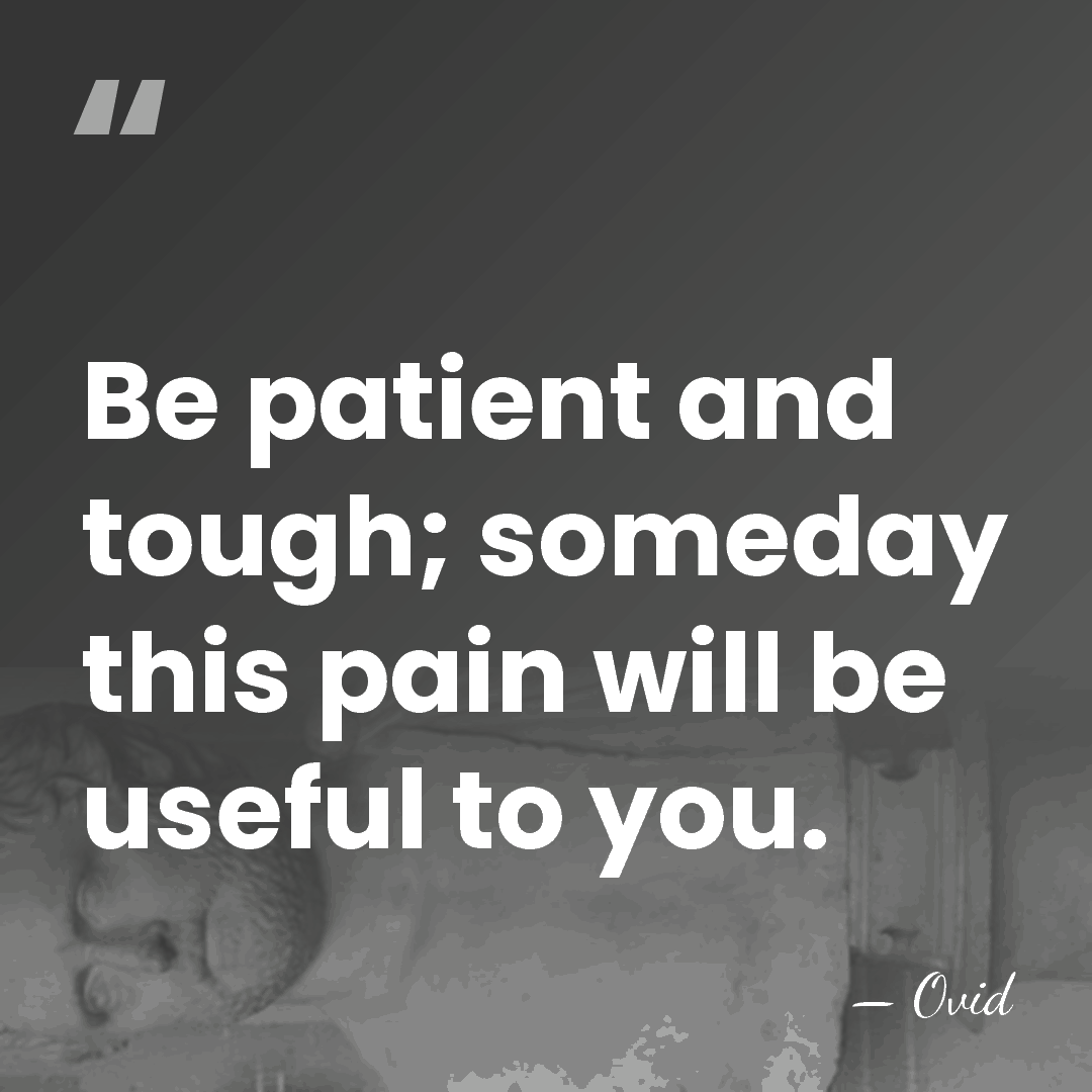 Be patient and tough; someday this pain will be useful to you. - Ovid