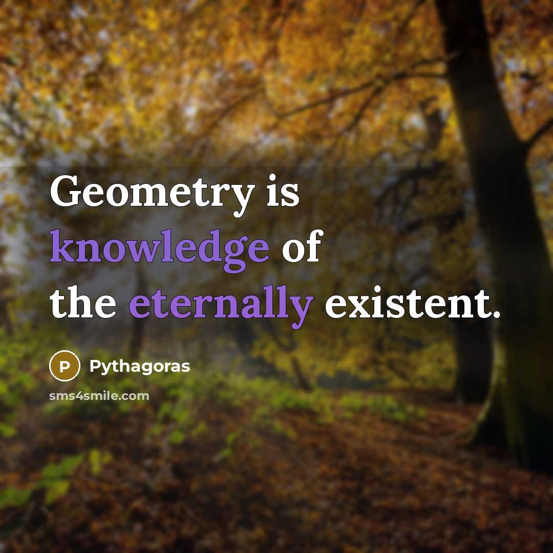 “Geometry is knowledge of the eternally existent.” quote by Pythagoras