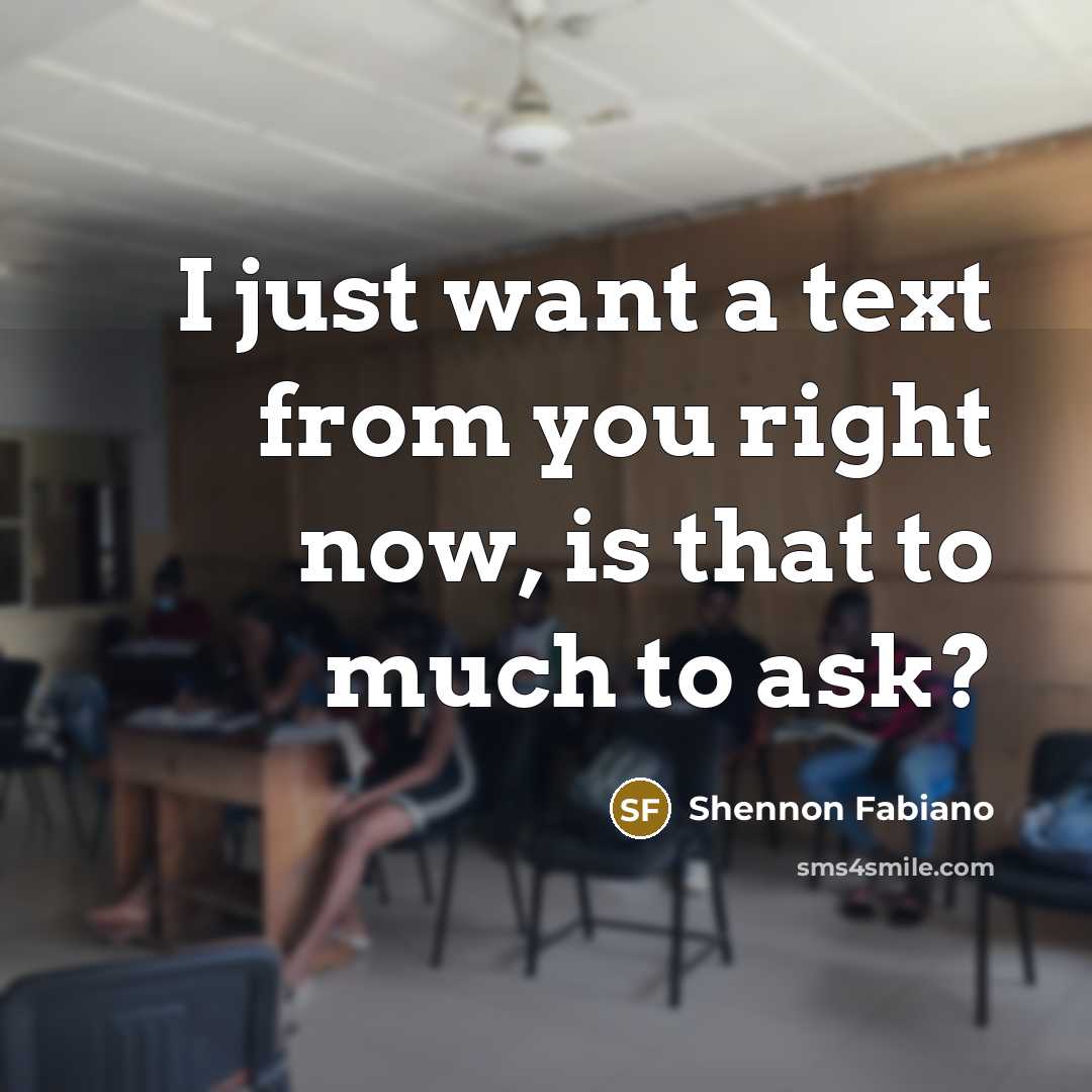 “I just want a text from you right now, is…” quote by Shennon Fabiano