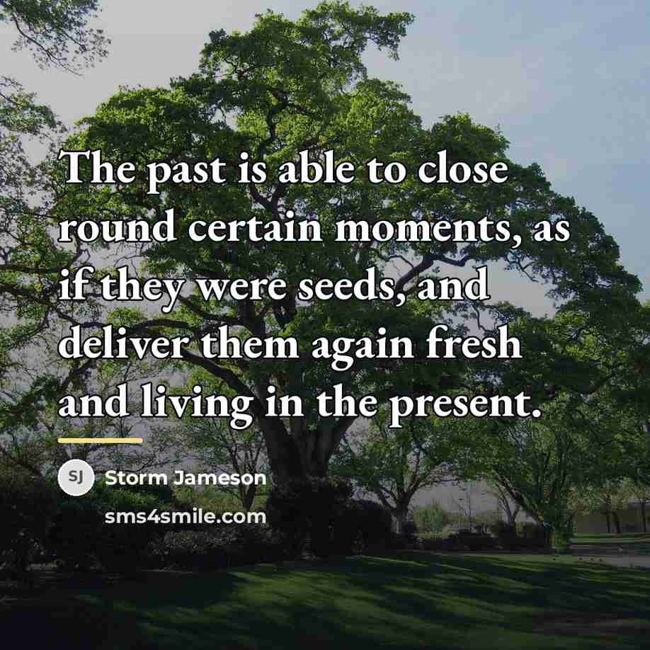 “The past is able to close round certain moments, as…” quote by Storm Jameson