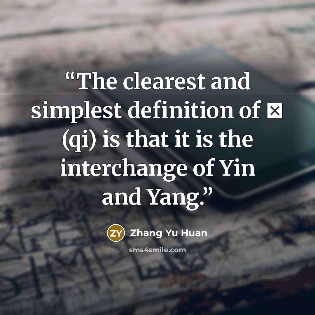 “The clearest and simplest definition of 气 (qi) is that it is the interchange of Yin and Yang.” quote by Zhang Yu Huan