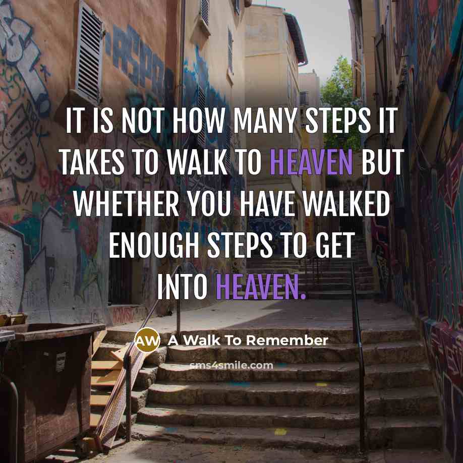 “It is not how many steps it takes to walk…” quote by A Walk To Remember