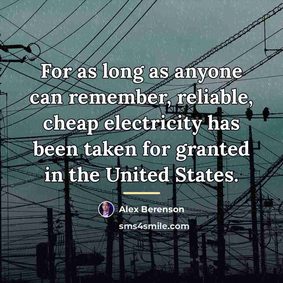 “For as long as anyone can remember, reliable, cheap electricity…” quote by Alex Berenson
