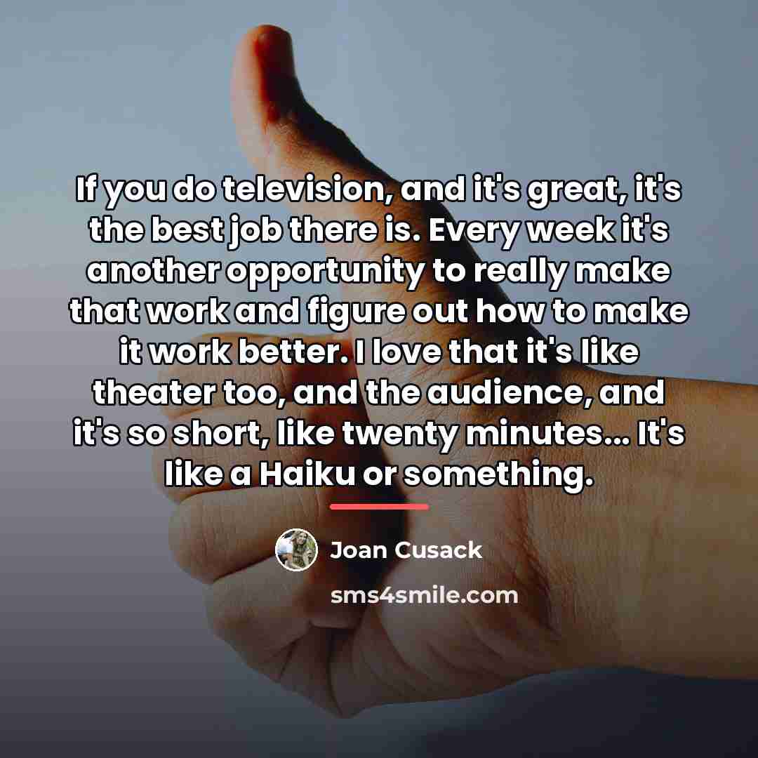 “If you do television, and it's great, it's the best…” quote by Joan Cusack