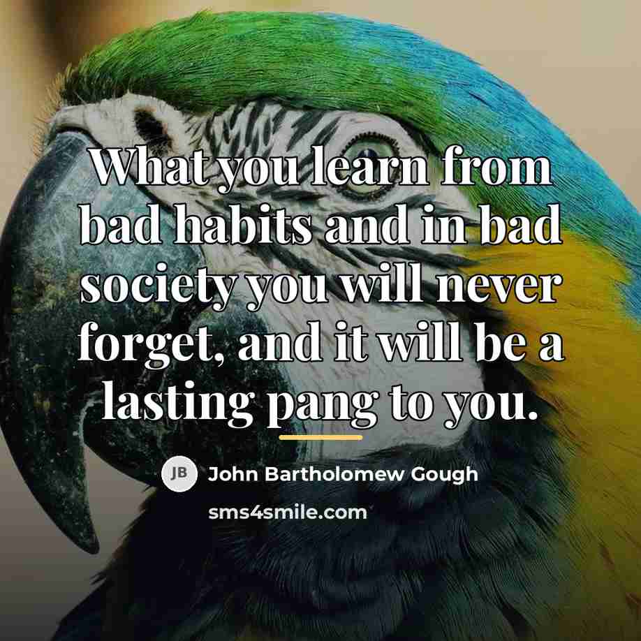 “What you learn from bad habits and in bad society…” quote by John Bartholomew Gough