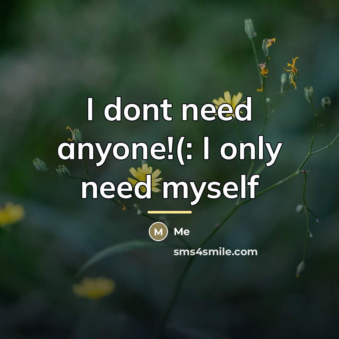 “I dont need anyone!(: I only need myself…” quote by Me