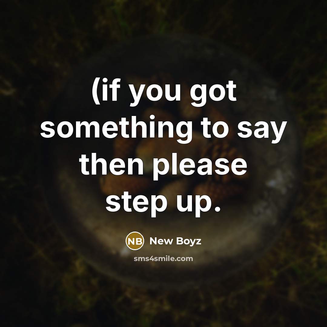 “(if you got something to say then please step up.…” quote by New Boyz