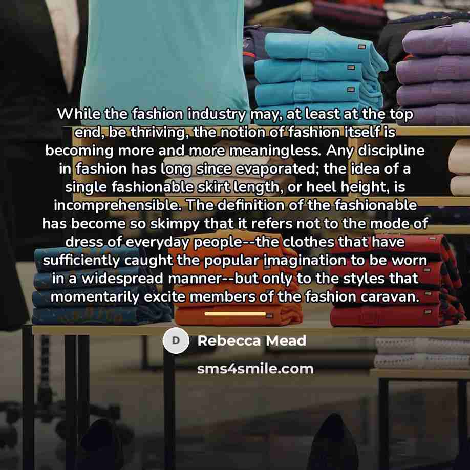 “While the fashion industry may, at least at the top…” quote by Rebecca Mead
