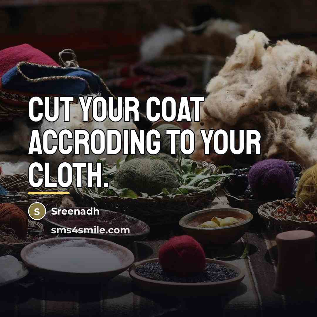 “Cut your coat accroding to your cloth.…” quote by Sreenadh