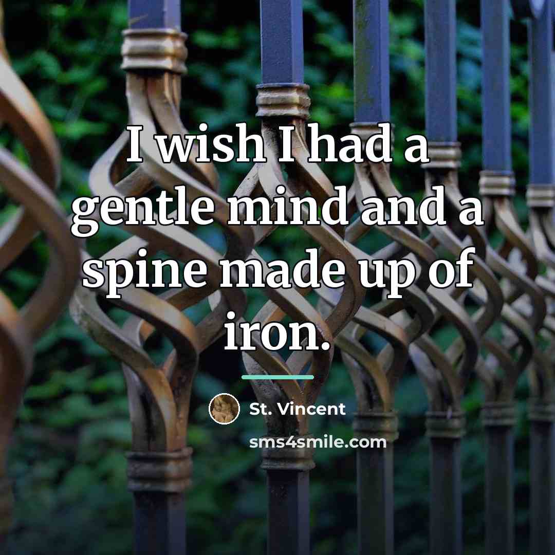 “I wish I had a gentle mind and a spine…” quote by St. Vincent