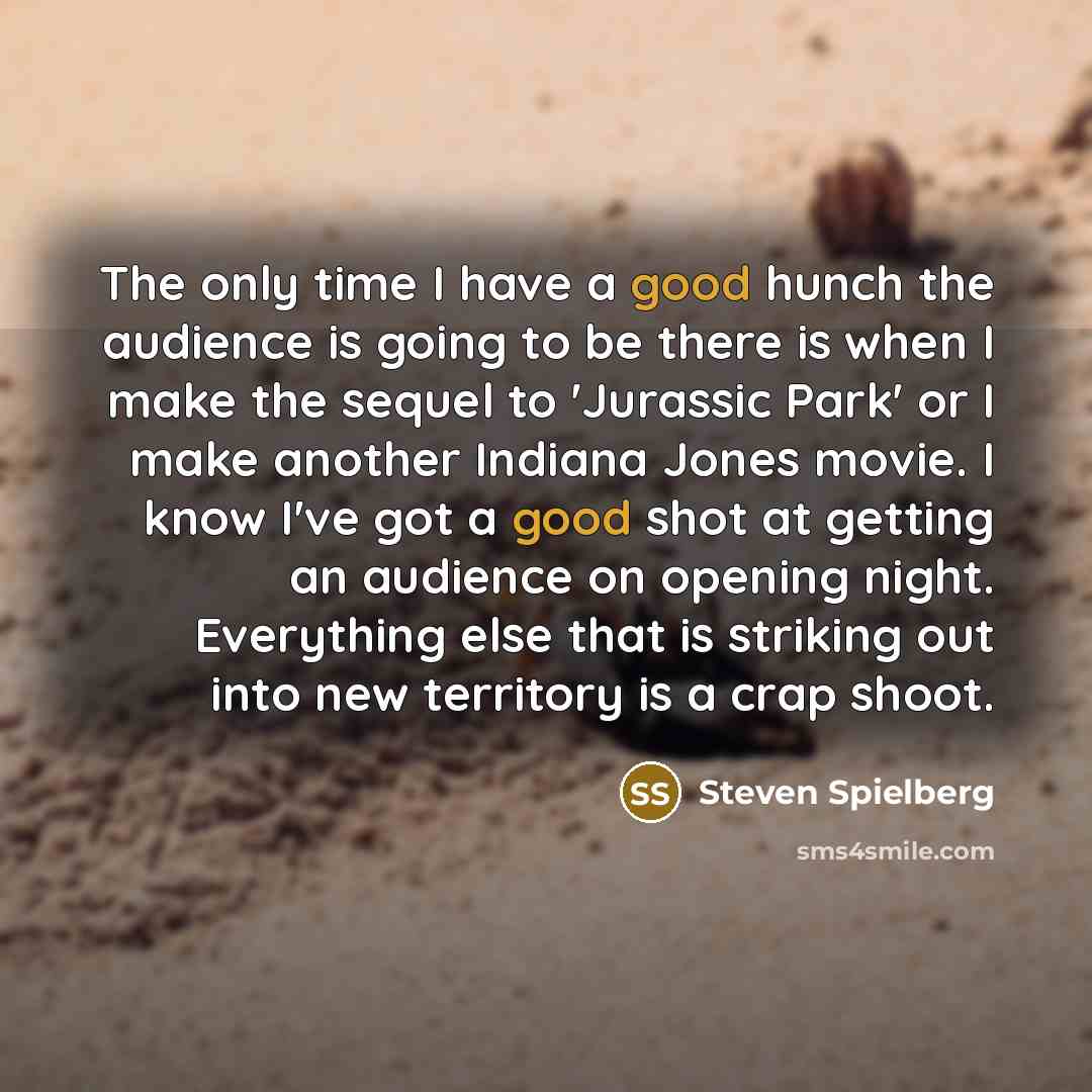 “The only time I have a good hunch the audience…” quote by Steven Spielberg