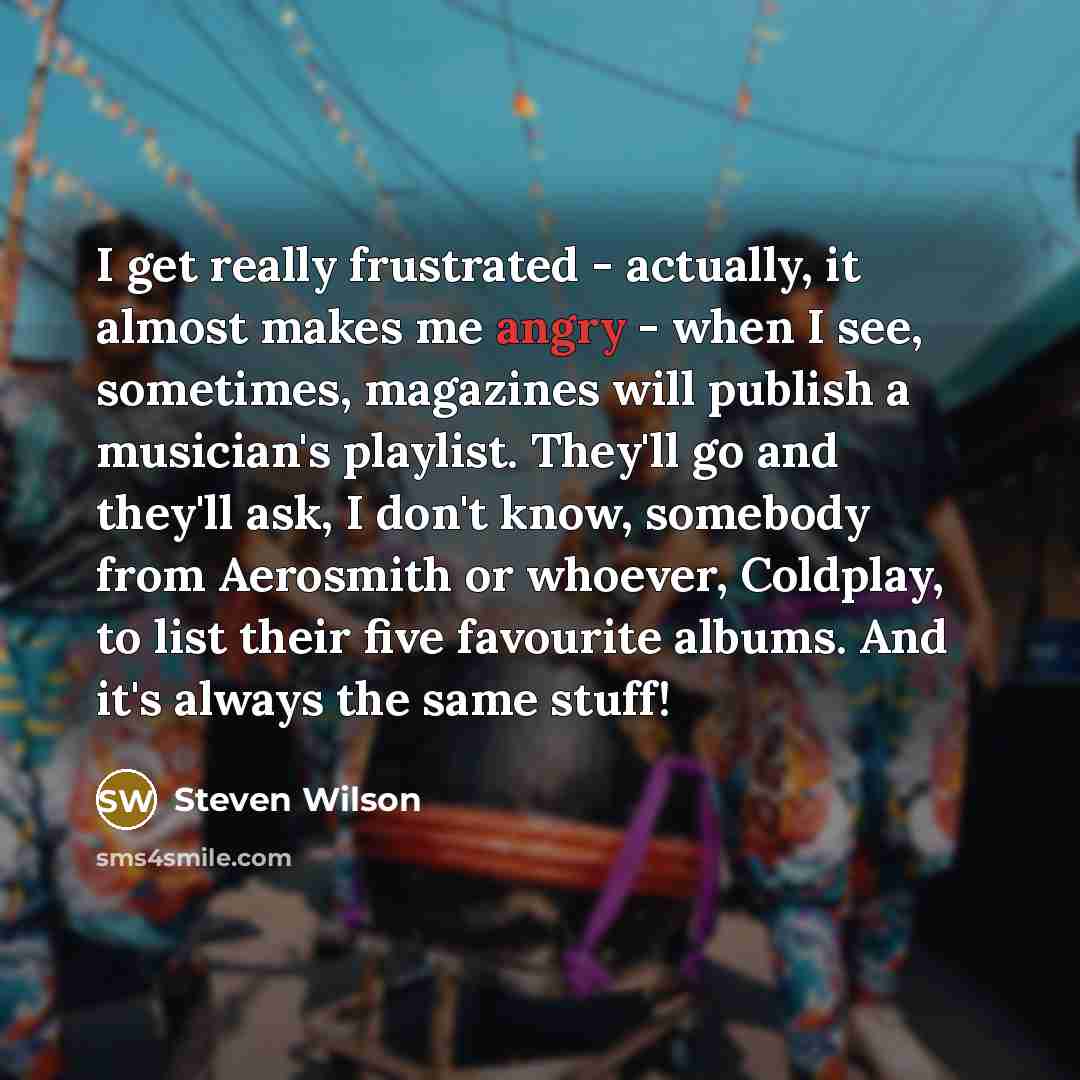 “I get really frustrated - actually, it almost makes me…” quote by Steven Wilson