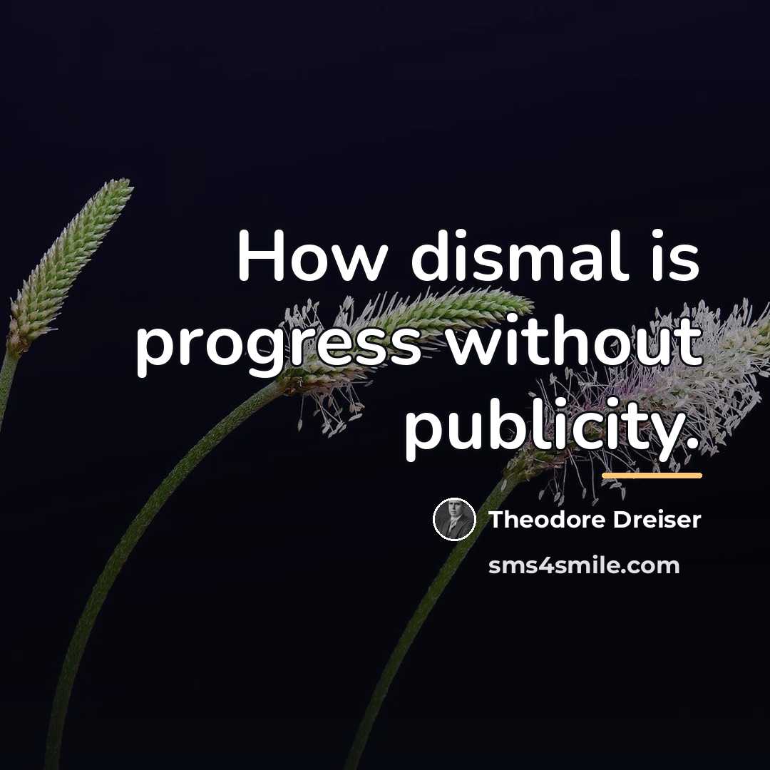 “How dismal is progress without publicity.…” quote by Theodore Dreiser