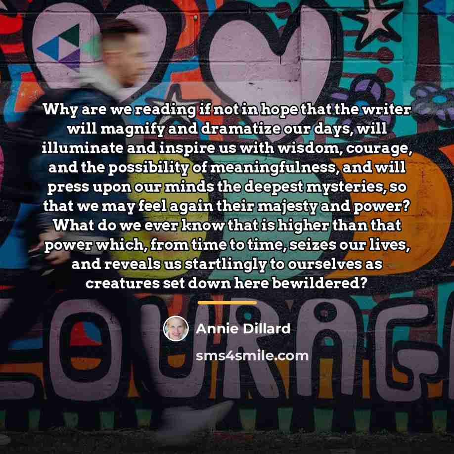 “Why are we reading if not in hope that the…” quote by Annie Dillard