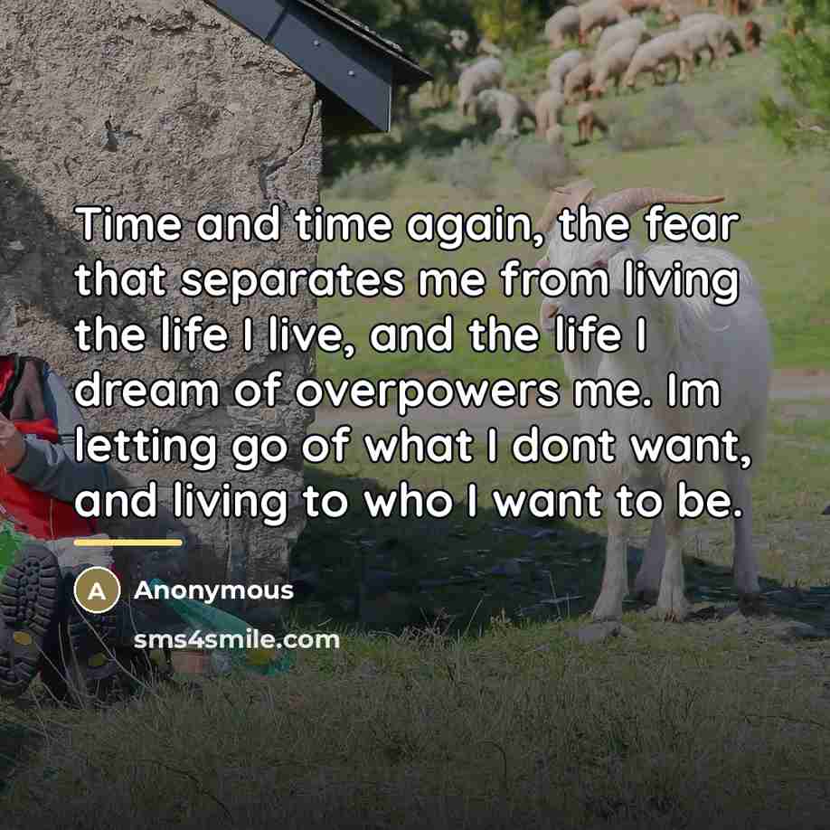“Time and time again, the fear that separates me from…” quote by Anonymous