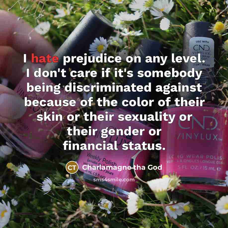 “I hate prejudice on any level. I don't care if…” quote by Charlamagne tha God