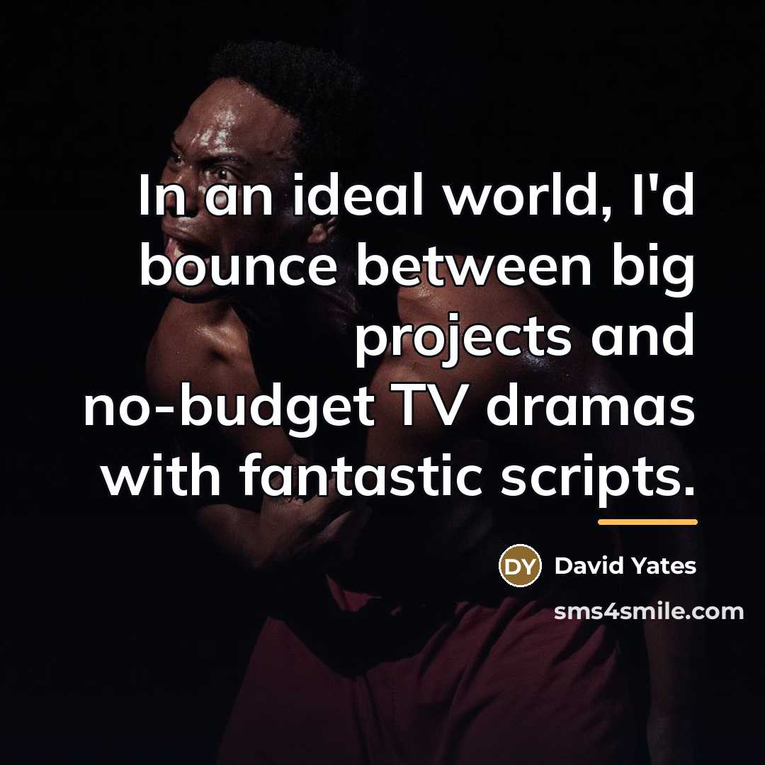 “In an ideal world, I'd bounce between big projects and…” quote by David Yates