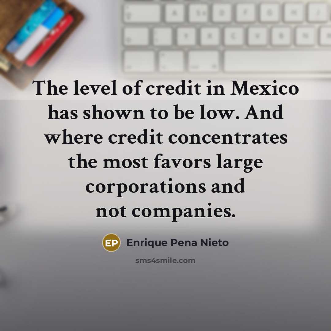 “The level of credit in Mexico has shown to be…” quote by Enrique Pena Nieto