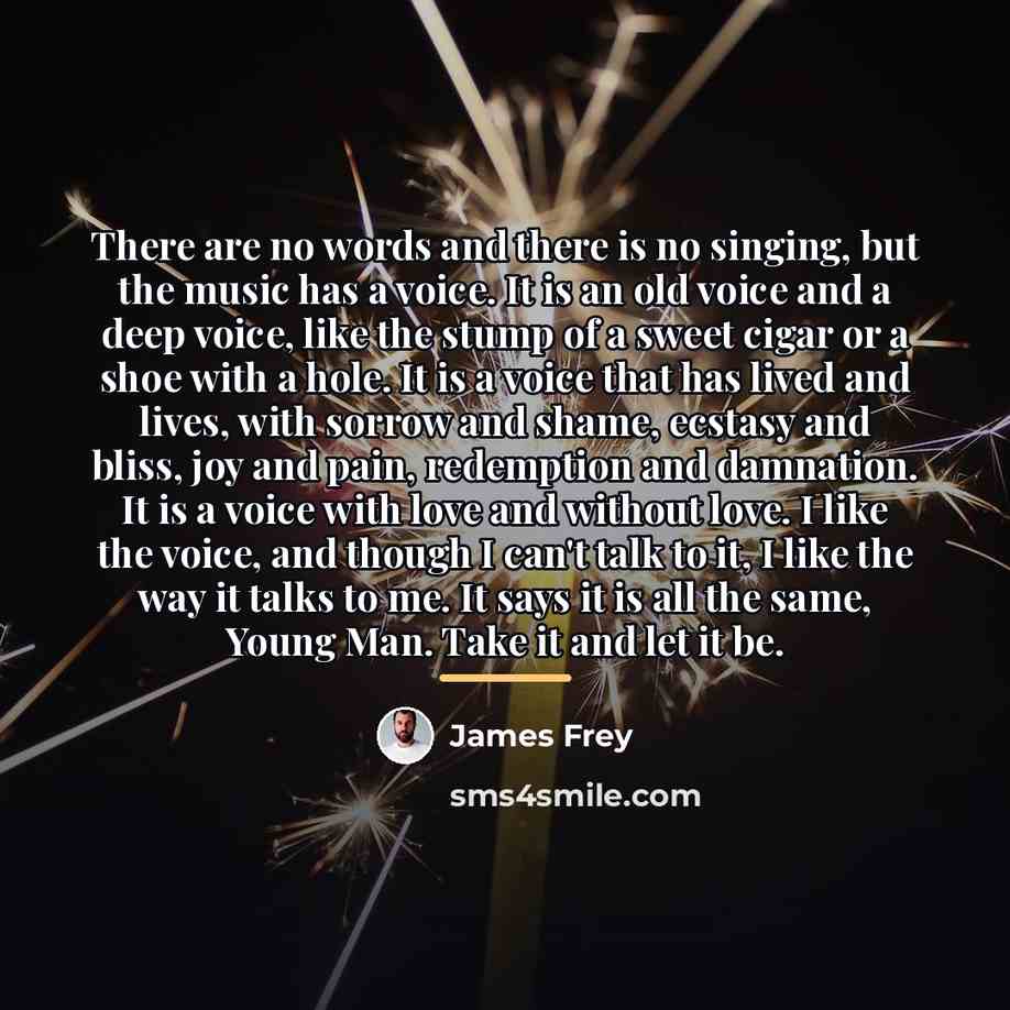 “There are no words and there is no singing, but…” quote by James Frey