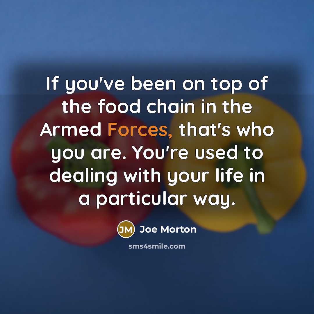 “If you've been on top of the food chain in the Armed Forces, that's who you are. You're used to dealing with your life in a particular way.” quote by Joe Morton