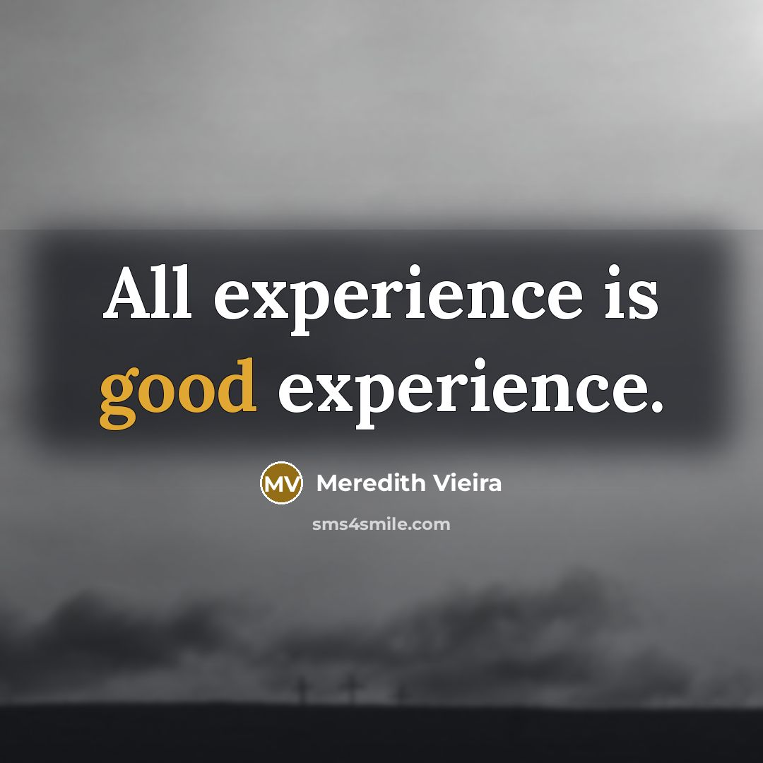 “All experience is good experience.…” quote by Meredith Vieira