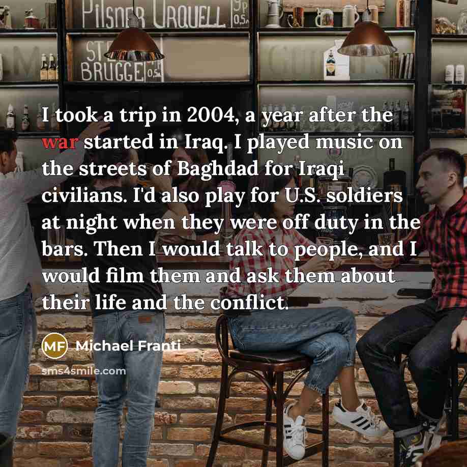 “I took a trip in 2004, a year after the…” quote by Michael Franti