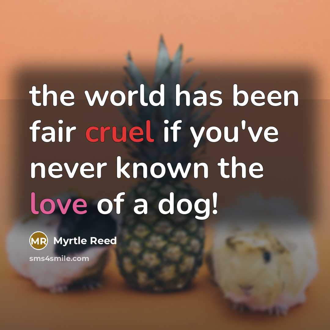 “the world has been fair cruel if you've never known the love of a dog!” quote by Myrtle Reed