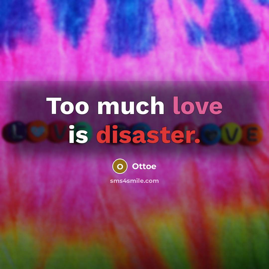 “Too much love is disaster.” quote by Ottoe